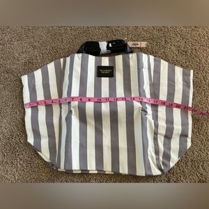 Victoria’s Secret grey and white stripe tote